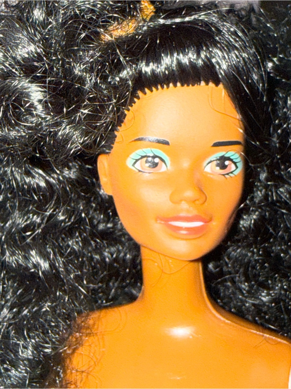 Barbie Mattel Chrissy Nude Doll Curly Black Hair Earrings Vintage